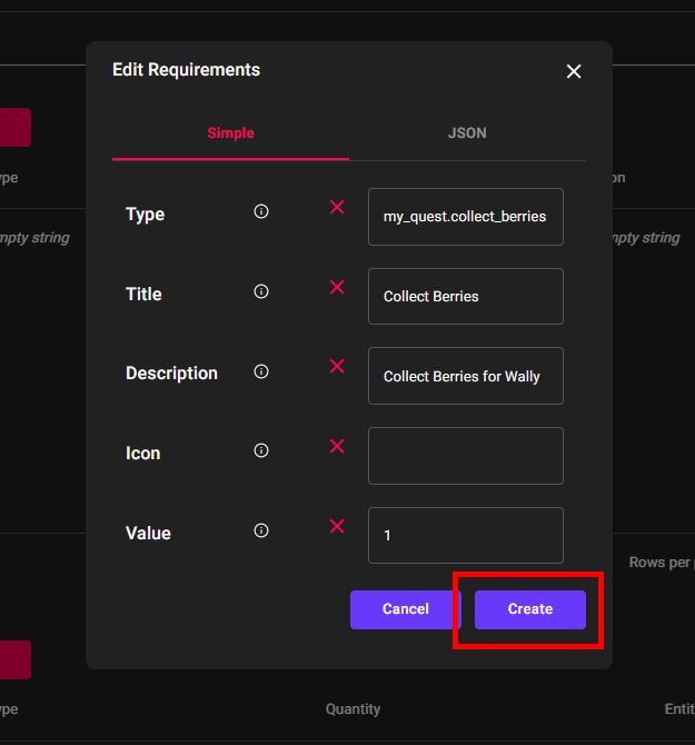 Admin -> Create -> Quest Window -> 'Create' button