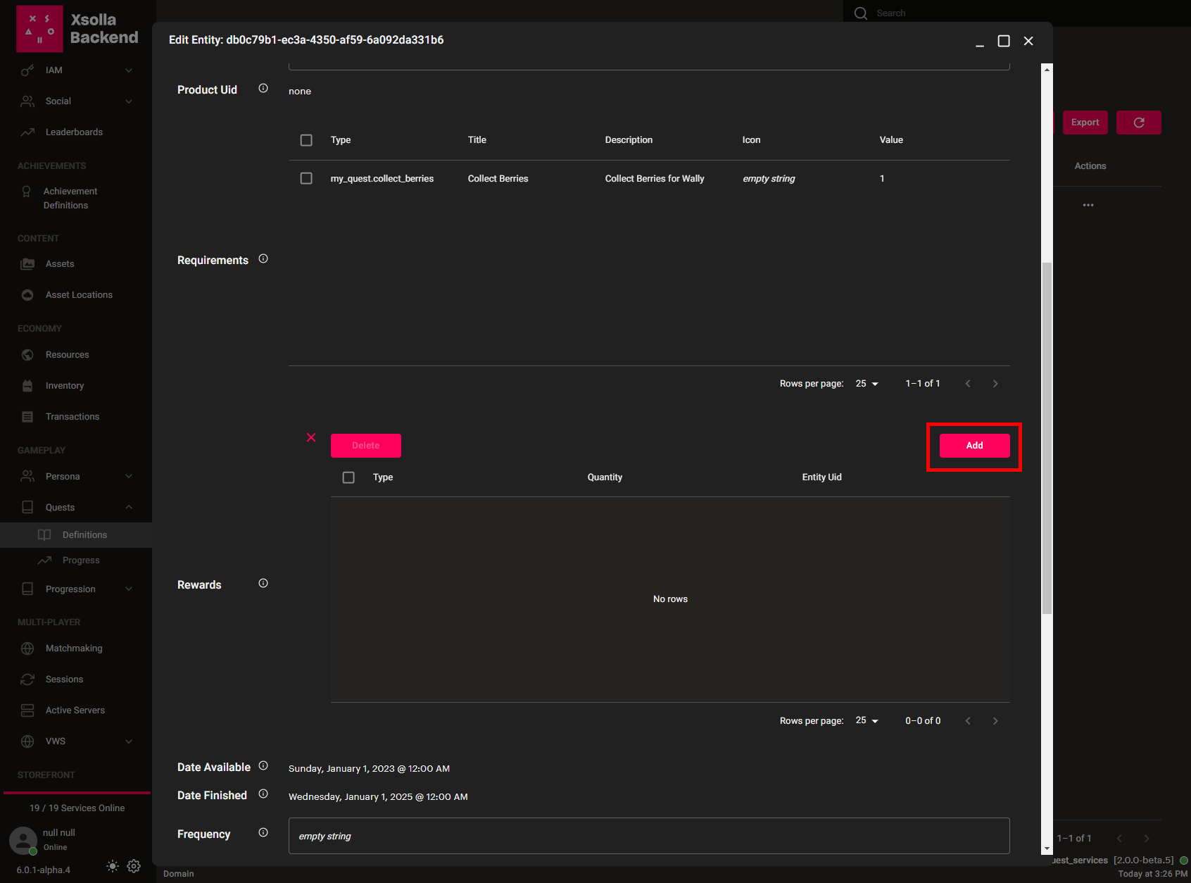 Rewards 'Edit Mode'