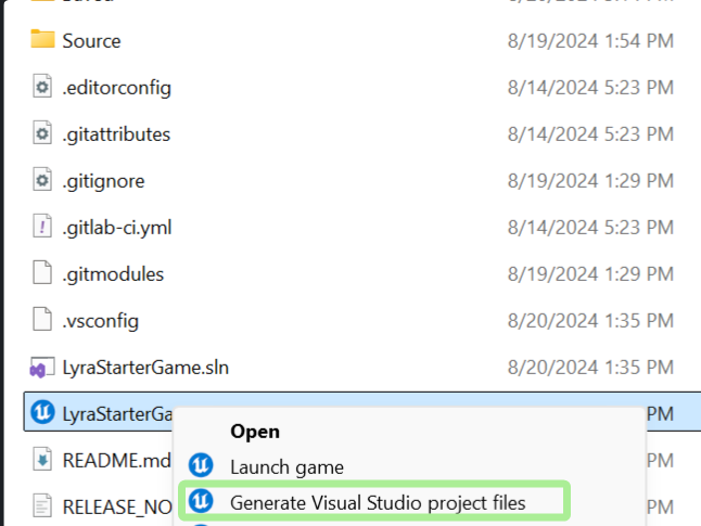 .uproject Generate Project Files (Context Menu)
